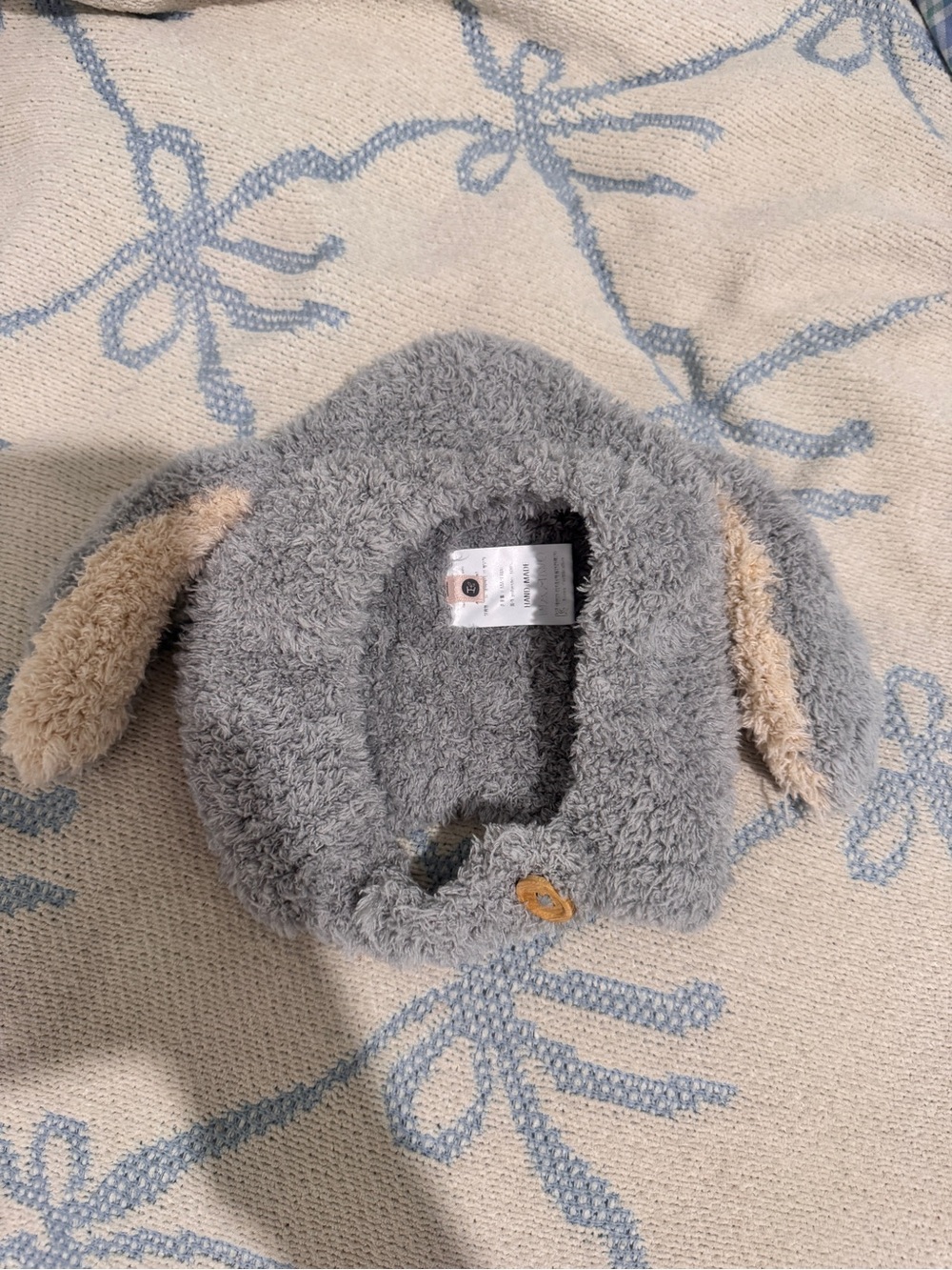 Gray Plush Kids Hat with Bunny Ears